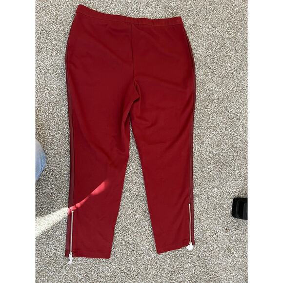 J Jason Wu Stretch Faux Leather Regular Pull On Pant - Red MP - Picture 6 of 10